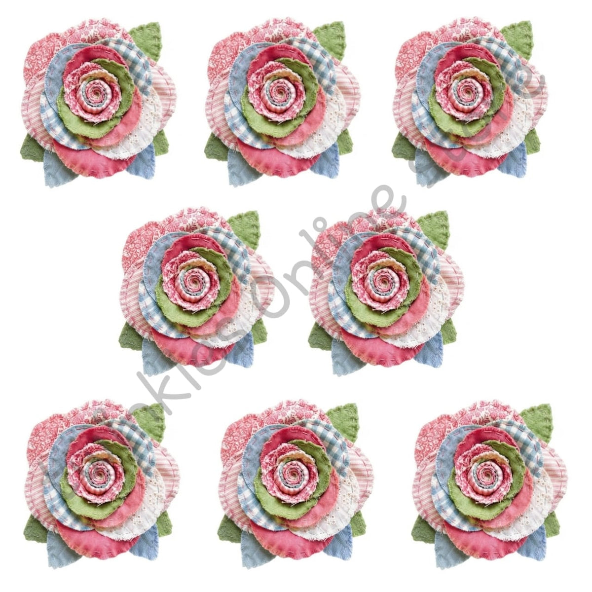 Fabric look flowers stickers