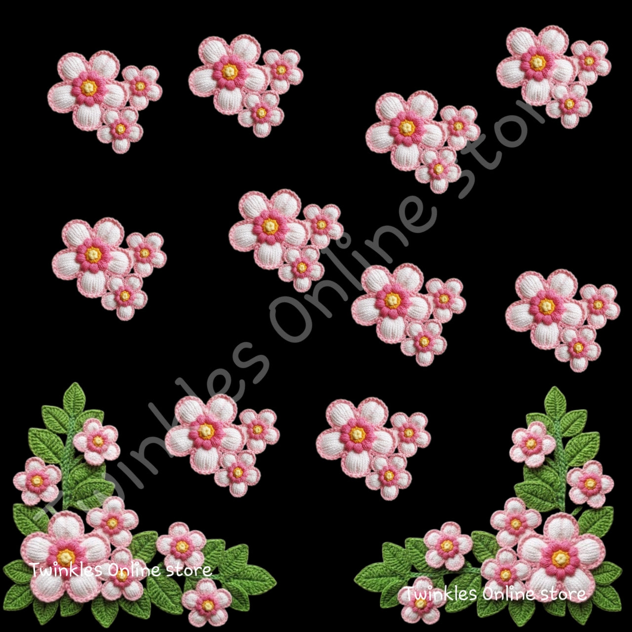 Embroided look flowers