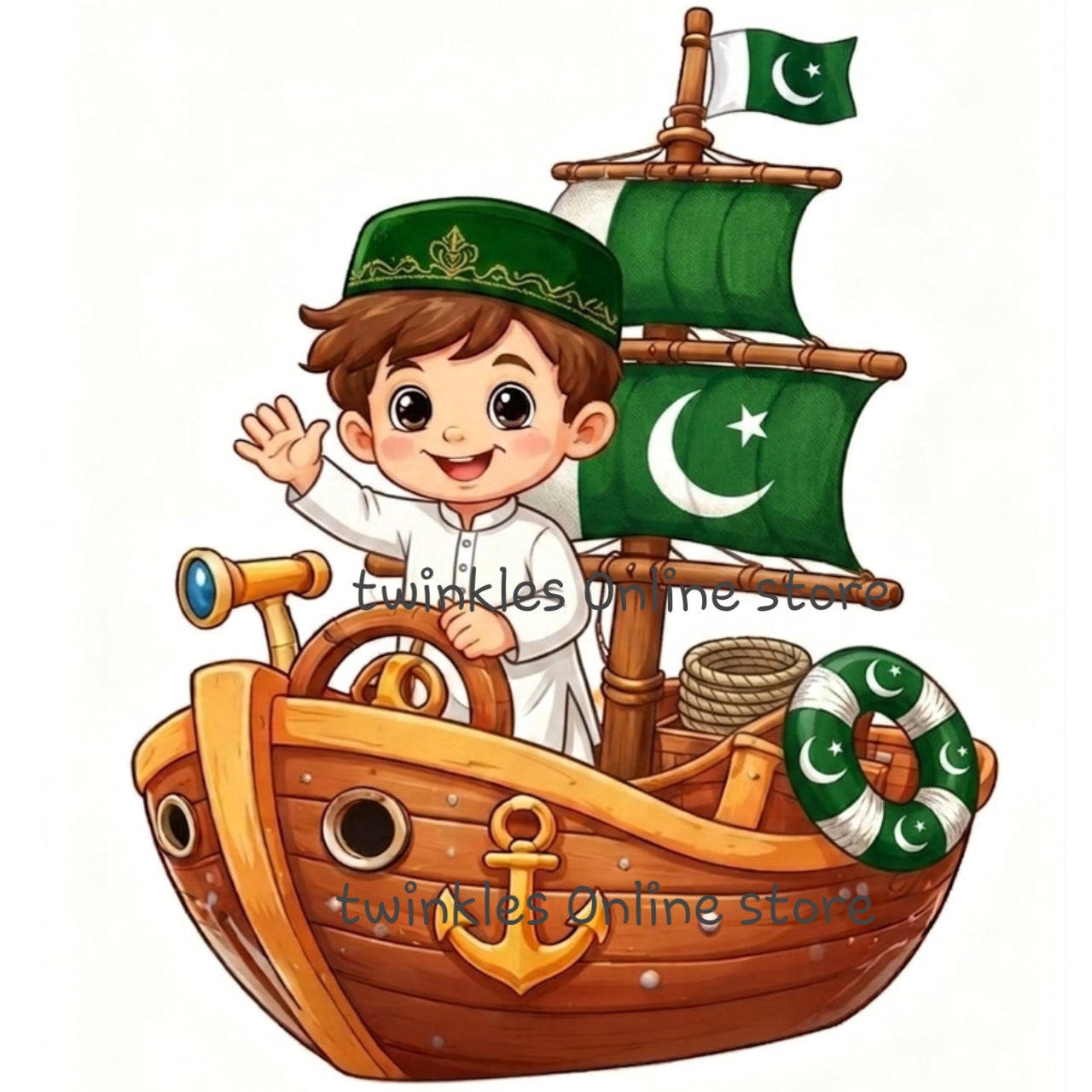 Boy on ship sticker