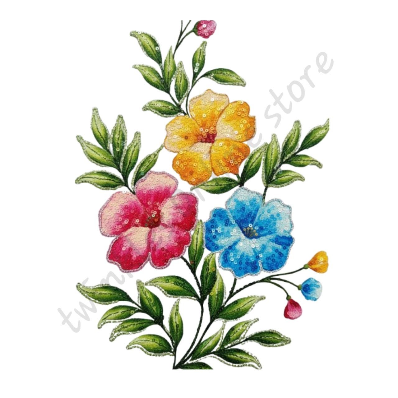Multi flower sequenced and glittered