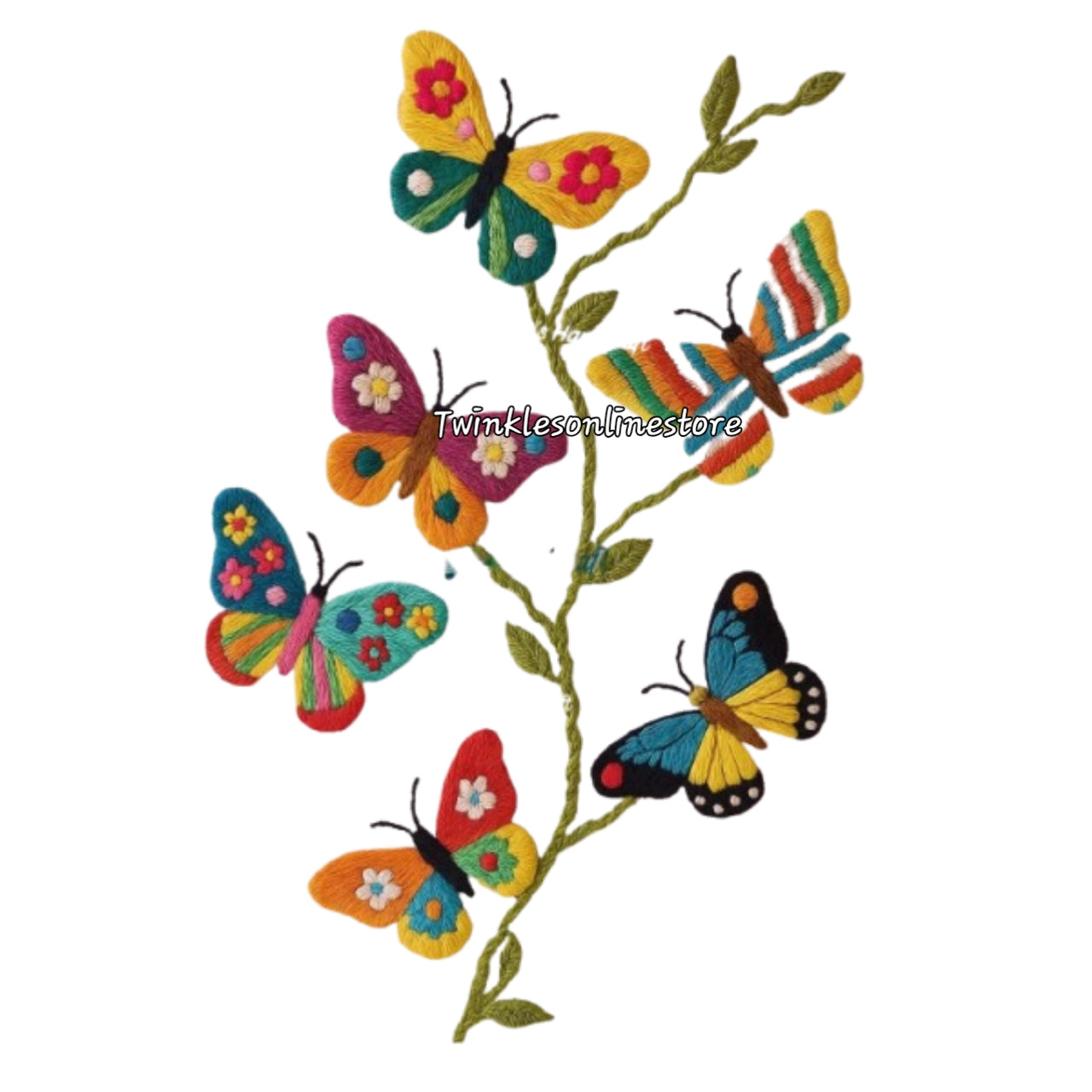 Embroided look butterflies