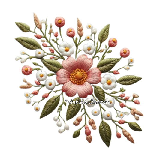 Flower embroidery looked