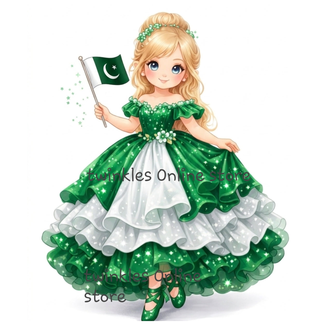Glittery doll sticker