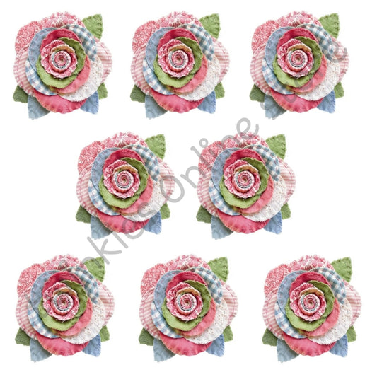Fabric look flowers stickers