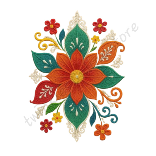 Embroidery look flower