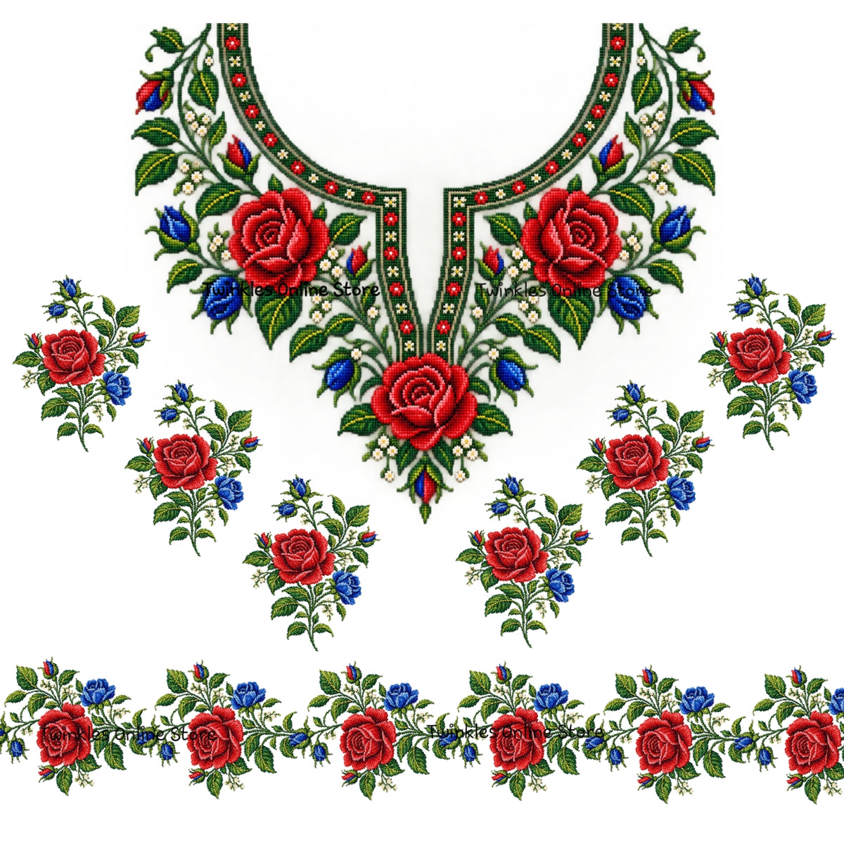 Cross stitch neckline set