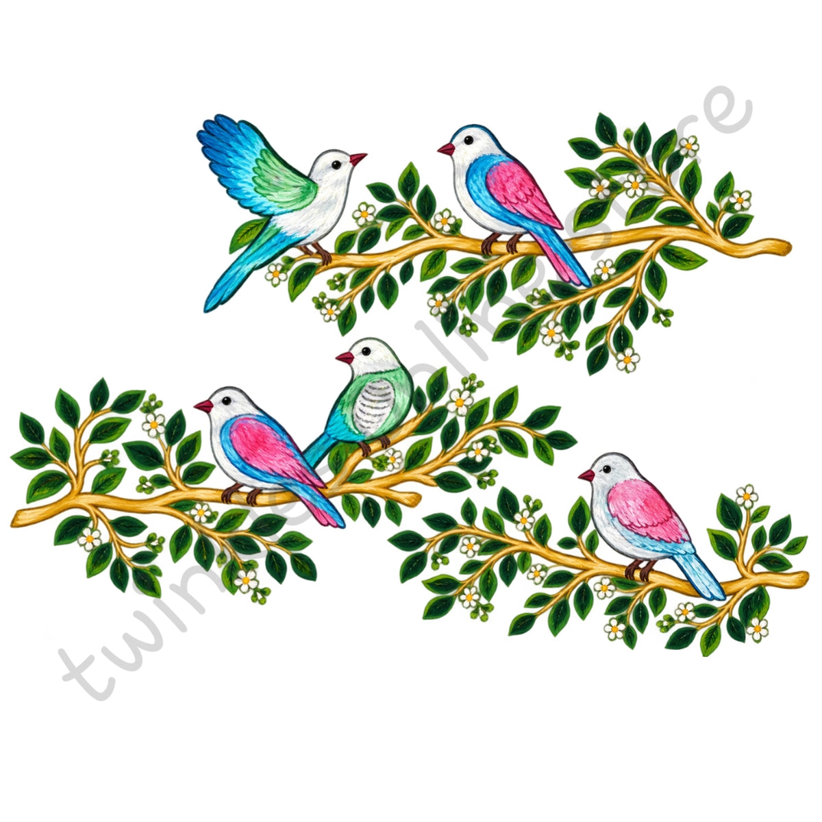 Painted look birds sticker