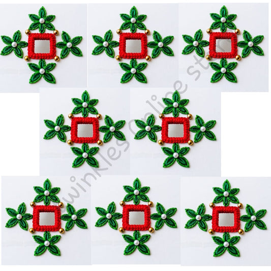 Mirror look embroided effect flowers