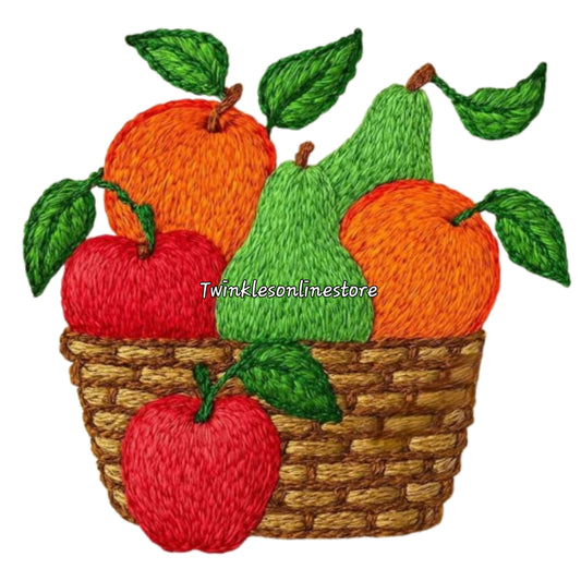 Embroidery look fruits