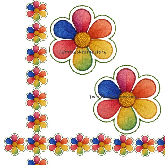 Embroidery look flowers