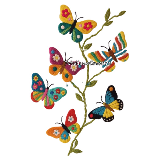 Embroided look butterflies