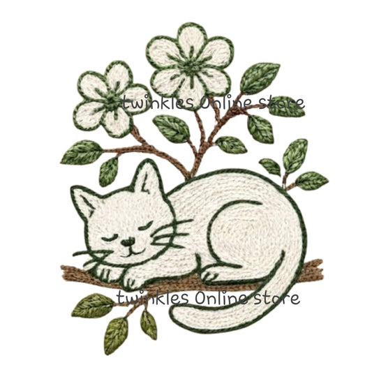 Green white cat sticker